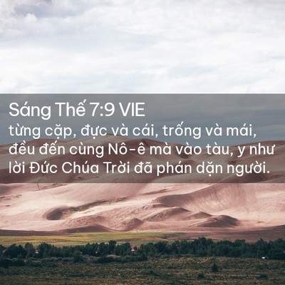 Picture 02 - Sáng Thế 7:9 VIE - từng cặp, đực và cái, trống và mái, - Bible Verse Picture