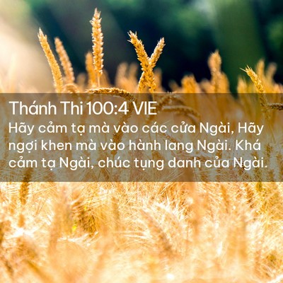 Picture 02 - Thánh Thi 100:4 VIE - Hãy cảm tạ mà vào các cửa Ngài, Hãy - Bible Verse Picture