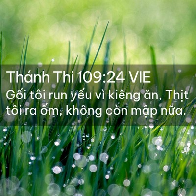Picture 02 - Thánh Thi 109:24 VIE - Gối tôi run yếu vì kiêng ăn, Thịt tôi - Bible Verse Picture