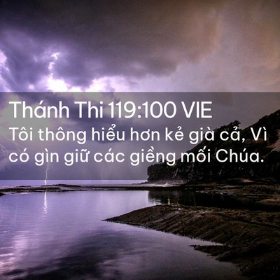 Picture 02 - Thánh Thi 119:100 VIE - Tôi thông hiểu hơn kẻ già cả, Vì có - Bible Verse Picture