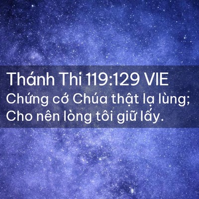 Picture 02 - Thánh Thi 119:129 VIE - Chứng cớ Chúa thật lạ lùng; Cho nên - Bible Verse Picture