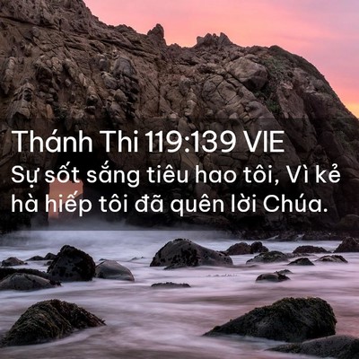 Picture 02 - Thánh Thi 119:139 VIE - Sự sốt sắng tiêu hao tôi, Vì kẻ hà - Bible Verse Picture