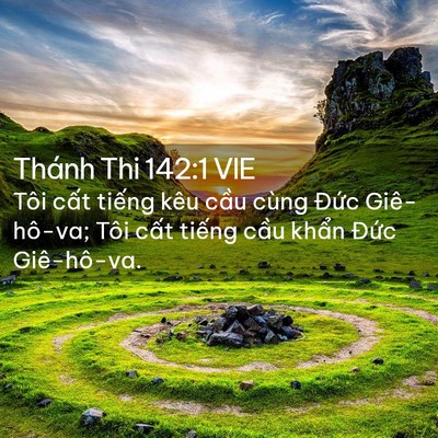 Picture 02 - Thánh Thi 142:1 VIE - Tôi cất tiếng kêu cầu cùng Đức - Bible Verse Picture