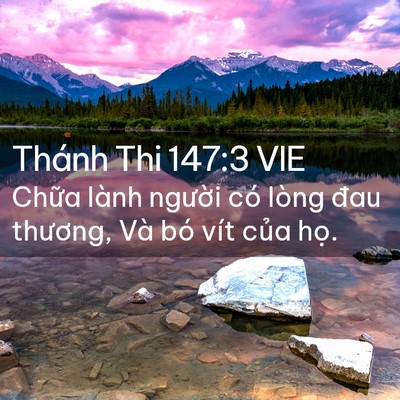 Picture 02 - Thánh Thi 147:3 VIE - Chữa lành người có lòng đau thương, - Bible Verse Picture
