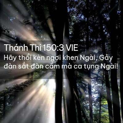 Picture 02 - Thánh Thi 150:3 VIE - Hãy thổi kèn ngợi khen Ngài, Gảy đàn - Bible Verse Picture