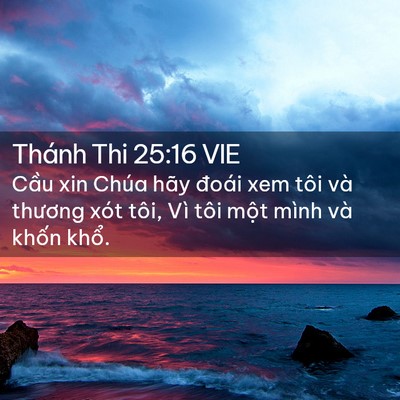 Picture 02 - Thánh Thi 25:16 VIE - Cầu xin Chúa hãy đoái xem tôi và thương - Bible Verse Picture