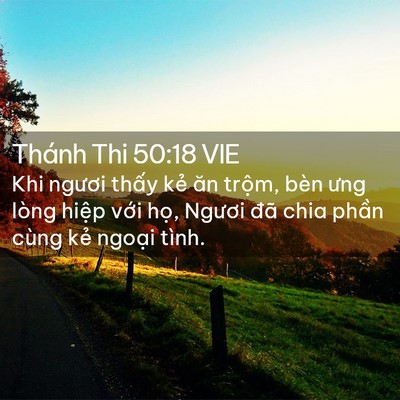 Picture 02 - Thánh Thi 50:18 VIE - Khi ngươi thấy kẻ ăn trộm, bèn ưng - Bible Verse Picture
