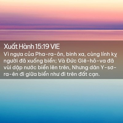 Picture 02 - Xuất Hành 15:19 VIE - Vì ngựa của Pha-ra-ôn, binh xa, cùng lính - Bible Verse Picture