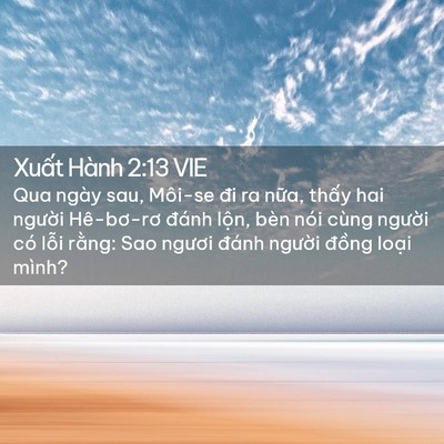 Picture 02 - Xuất Hành 2:13 VIE - Qua ngày sau, Môi-se đi ra nữa, thấy hai - Bible Verse Picture