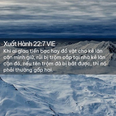 Picture 02 - Xuất Hành 22:7 VIE - Khi ai giao tiền bạc hay đồ vật cho kẻ - Bible Verse Picture