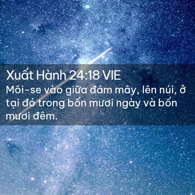 Picture 02 - Xuất Hành 24:18 VIE - Môi-se vào giữa đám mây, lên núi, ở - Bible Verse Picture