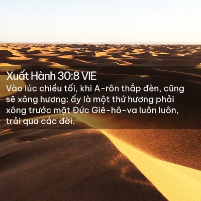 Picture 02 - Xuất Hành 30:8 VIE - Vào lúc chiều tối, khi A-rôn thắp đèn, - Bible Verse Picture