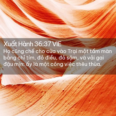 Picture 02 - Xuất Hành 36:37 VIE - Họ cũng chế cho cửa vào Trại một - Bible Verse Picture