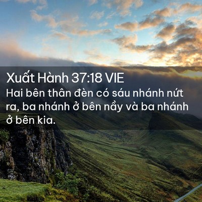 Picture 02 - Xuất Hành 37:18 VIE - Hai bên thân đèn có sáu nhánh nứt ra, ba - Bible Verse Picture