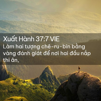 Picture 02 - Xuất Hành 37:7 VIE - Làm hai tượng chê-ru-bin bằng vàng đánh - Bible Verse Picture
