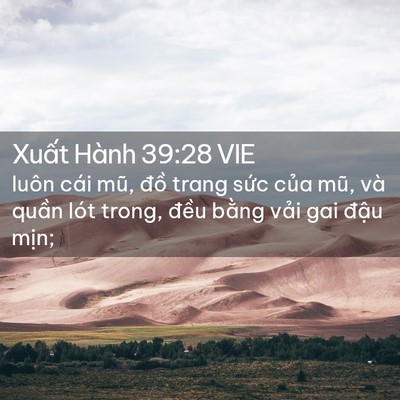 Picture 02 - Xuất Hành 39:28 VIE - luôn cái mũ, đồ trang sức của mũ, và - Bible Verse Picture