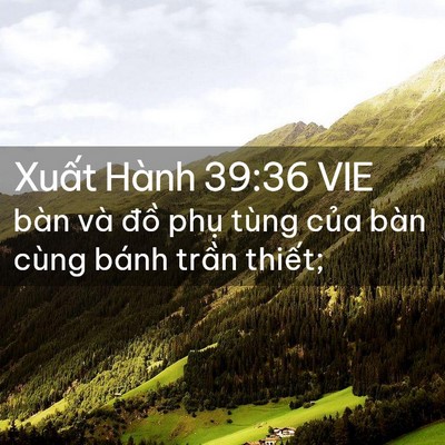 Picture 02 - Xuất Hành 39:36 VIE - bàn và đồ phụ tùng của bàn cùng bánh - Bible Verse Picture