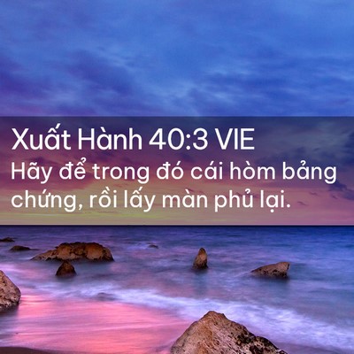 Picture 02 - Xuất Hành 40:3 VIE - Hãy để trong đó cái hòm bảng chứng, - Bible Verse Picture