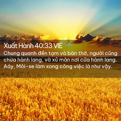 Picture 02 - Xuất Hành 40:33 VIE - Chung quanh đền tạm và bàn thờ, người - Bible Verse Picture