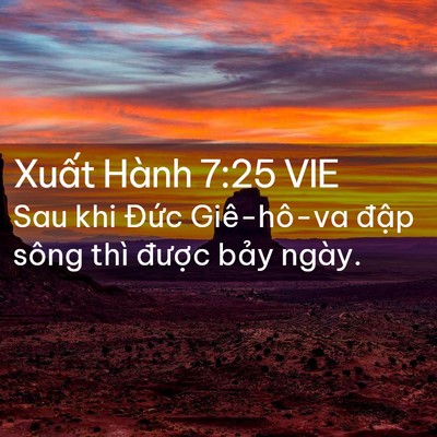 Picture 02 - Xuất Hành 7:25 VIE - Sau khi Đức Giê-hô-va đập sông thì - Bible Verse Picture