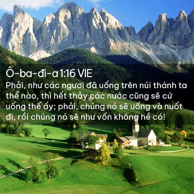 Picture 02 - Ô-ba-đi-a 1:16 VIE - Phải, như các ngươi đã uống trên núi - Bible Verse Picture