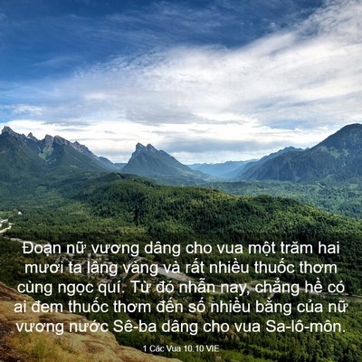 Picture 03 - 1 Các Vua 10:10 VIE - Đoạn nữ vương dâng cho vua một trăm - Bible Verse Picture