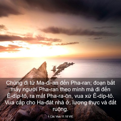 Picture 03 - 1 Các Vua 11:18 VIE - Chúng đi từ Ma-đi-an đến Pha-ran; đoạn - Bible Verse Picture