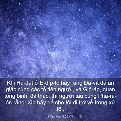 Picture 03 - 1 Các Vua 11:21 VIE - Khi Ha-đát ở Ê-díp-tô hay rằng Đa-vít - Bible Verse Picture
