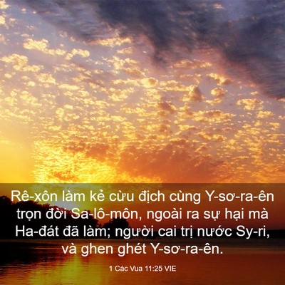 Picture 03 - 1 Các Vua 11:25 VIE - Rê-xôn làm kẻ cừu địch cùng - Bible Verse Picture