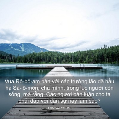 Picture 03 - 1 Các Vua 12:6 VIE - Vua Rô-bô-am bàn với các trưởng lão - Bible Verse Picture