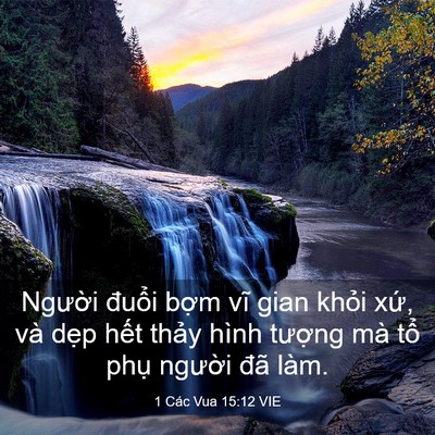 Picture 03 - 1 Các Vua 15:12 VIE - Người đuổi bợm vĩ gian khỏi xứ, và - Bible Verse Picture