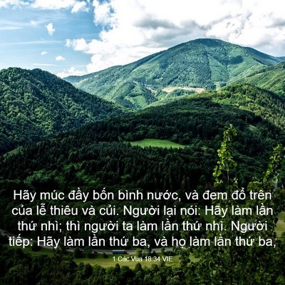 Picture 03 - 1 Các Vua 18:34 VIE - Hãy múc đầy bốn bình nước, và đem - Bible Verse Picture