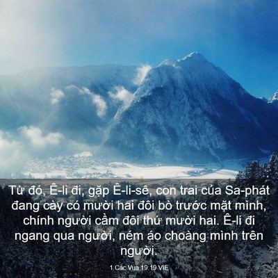 Picture 03 - 1 Các Vua 19:19 VIE - Từ đó, Ê-li đi, gặp Ê-li-sê, con trai - Bible Verse Picture