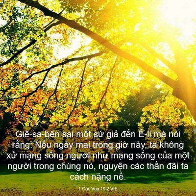 Picture 03 - 1 Các Vua 19:2 VIE - Giê-sa-bên sai một sứ giả đến Ê-li - Bible Verse Picture