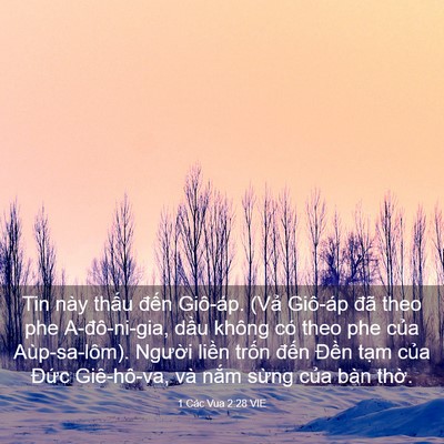 Picture 03 - 1 Các Vua 2:28 VIE - Tin này thấu đến Giô-áp. (Vả Giô-áp - Bible Verse Picture