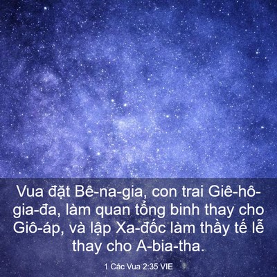 Picture 03 - 1 Các Vua 2:35 VIE - Vua đặt Bê-na-gia, con trai Giê-hô-gia-đa, - Bible Verse Picture
