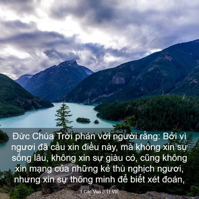 Picture 03 - 1 Các Vua 3:11 VIE - Đức Chúa Trời phán với người rằng: - Bible Verse Picture