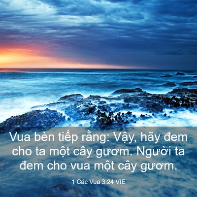 Picture 03 - 1 Các Vua 3:24 VIE - Vua bèn tiếp rằng: Vậy, hãy đem cho ta - Bible Verse Picture