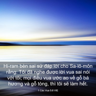 Picture 03 - 1 Các Vua 5:8 VIE - Hi-ram bèn sai sứ đáp lời cho Sa-lô-môn - Bible Verse Picture