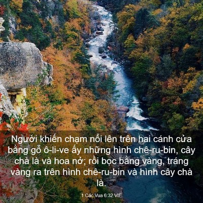 Picture 03 - 1 Các Vua 6:32 VIE - Người khiến chạm nổi lên trên hai - Bible Verse Picture