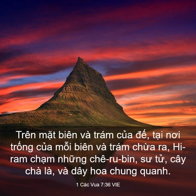 Picture 03 - 1 Các Vua 7:36 VIE - Trên mặt biên và trám của đế, tại - Bible Verse Picture