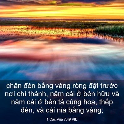 Picture 03 - 1 Các Vua 7:49 VIE - chân đèn bằng vàng ròng đặt trước - Bible Verse Picture