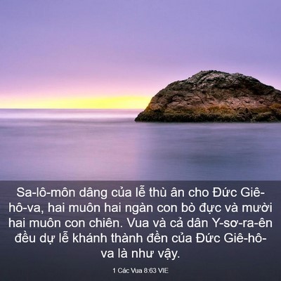 Picture 03 - 1 Các Vua 8:63 VIE - Sa-lô-môn dâng của lễ thù ân cho Đức - Bible Verse Picture