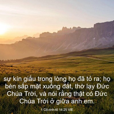Picture 03 - 1 Cô-rinh-tô 14:25 VIE - sự kín giấu trong lòng họ đã tỏ ra; - Bible Verse Picture