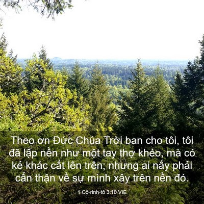 Picture 03 - 1 Cô-rinh-tô 3:10 VIE - Theo ơn Đức Chúa Trời ban cho tôi, tôi - Bible Verse Picture