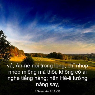 Picture 03 - 1 Sa-mu-ên 1:13 VIE - vả, An-ne nói trong lòng, chỉ nhóp nhép - Bible Verse Picture
