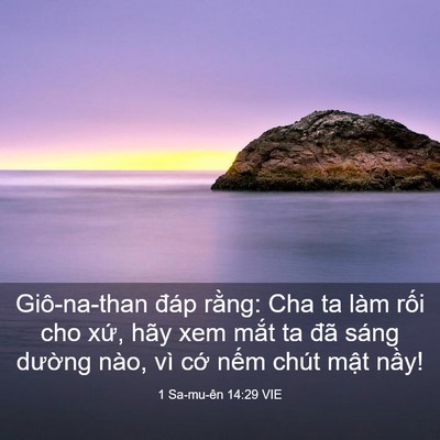 Picture 03 - 1 Sa-mu-ên 14:29 VIE - Giô-na-than đáp rằng: Cha ta làm rối cho - Bible Verse Picture