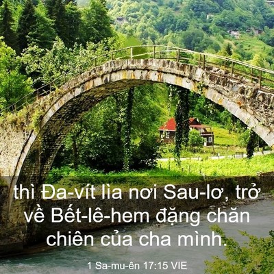 Picture 03 - 1 Sa-mu-ên 17:15 VIE - thì Đa-vít lìa nơi Sau-lơ, trở về - Bible Verse Picture