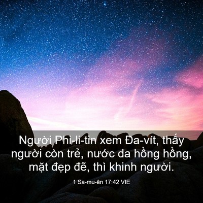 Picture 03 - 1 Sa-mu-ên 17:42 VIE - Người Phi-li-tin xem Đa-vít, thấy người - Bible Verse Picture