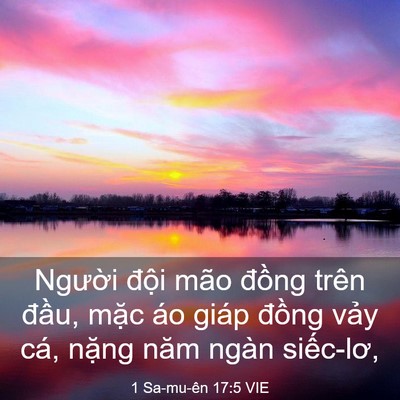 Picture 03 - 1 Sa-mu-ên 17:5 VIE - Người đội mão đồng trên đầu, mặc - Bible Verse Picture